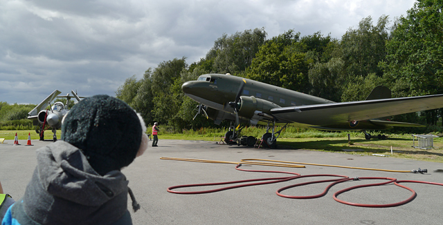 Mooch monkey at Yorkshire Air Museum, Elvington - Dakota DC3 run its engines