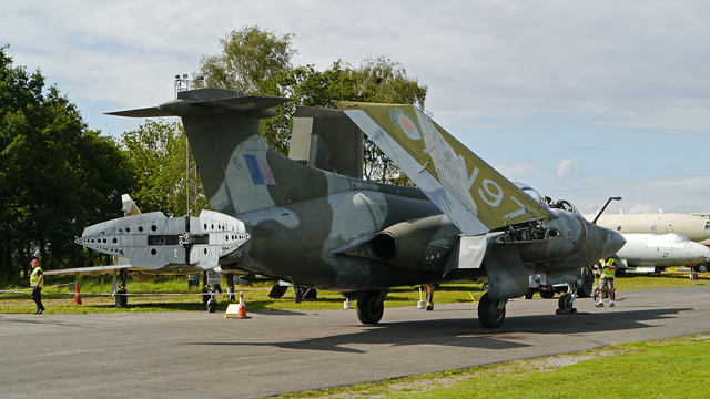 Mooch monkey at Yorkshire Air Museum, Elvington - the Blackburn Buccaneer S2 folds its wings